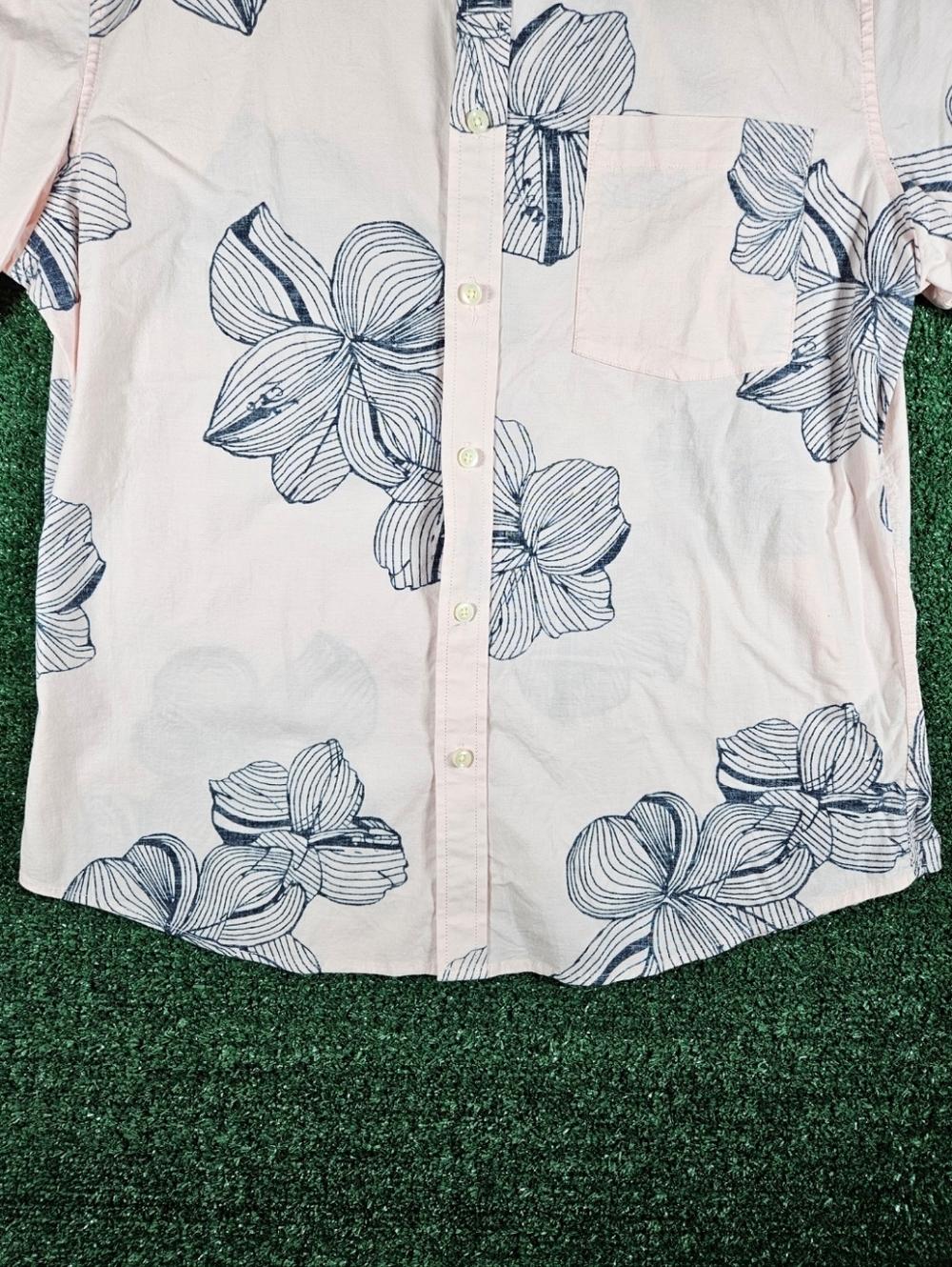 Goodfellow & Co Light Pink Short-Sleeve Floral Button-Down Shirt / Mens Large - Picture 6 of 11